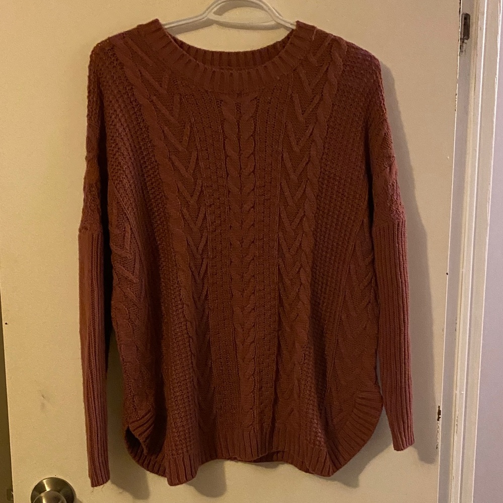 Natural Reflections Women's Cable Knit Sweater - Brick Red